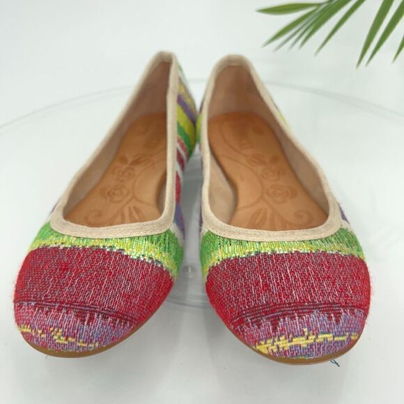 Born Women Abbee Ballet Flat Size 7 Striped Round Toe Shoe Multicolor Comfy - Picture 5 of 13